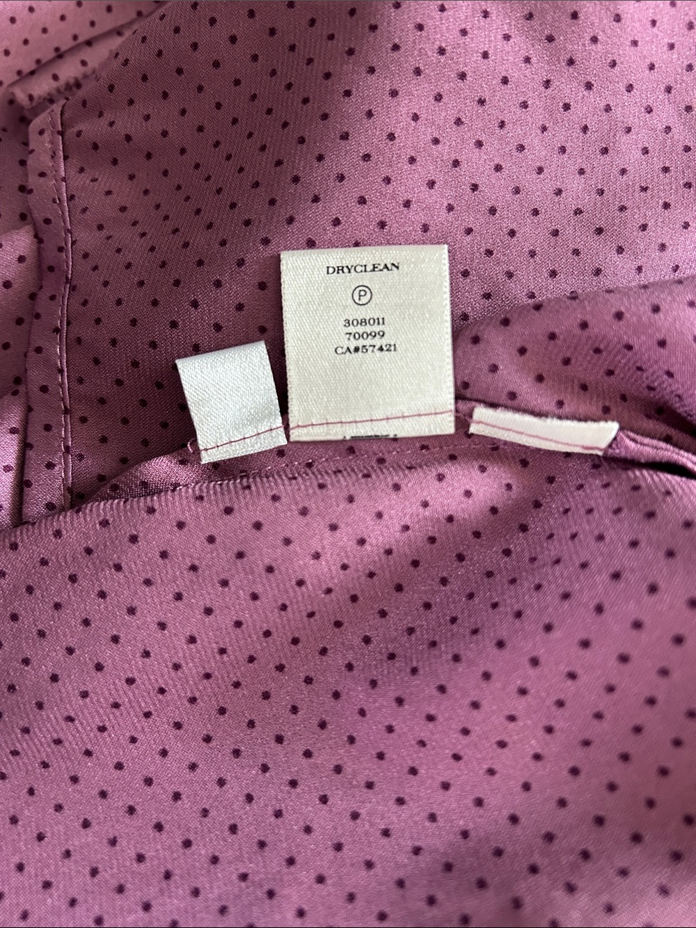 Ann Taylor Mauve-Pink Silk Stretch Dot Button-Front Blouse - Picture 5 of 6